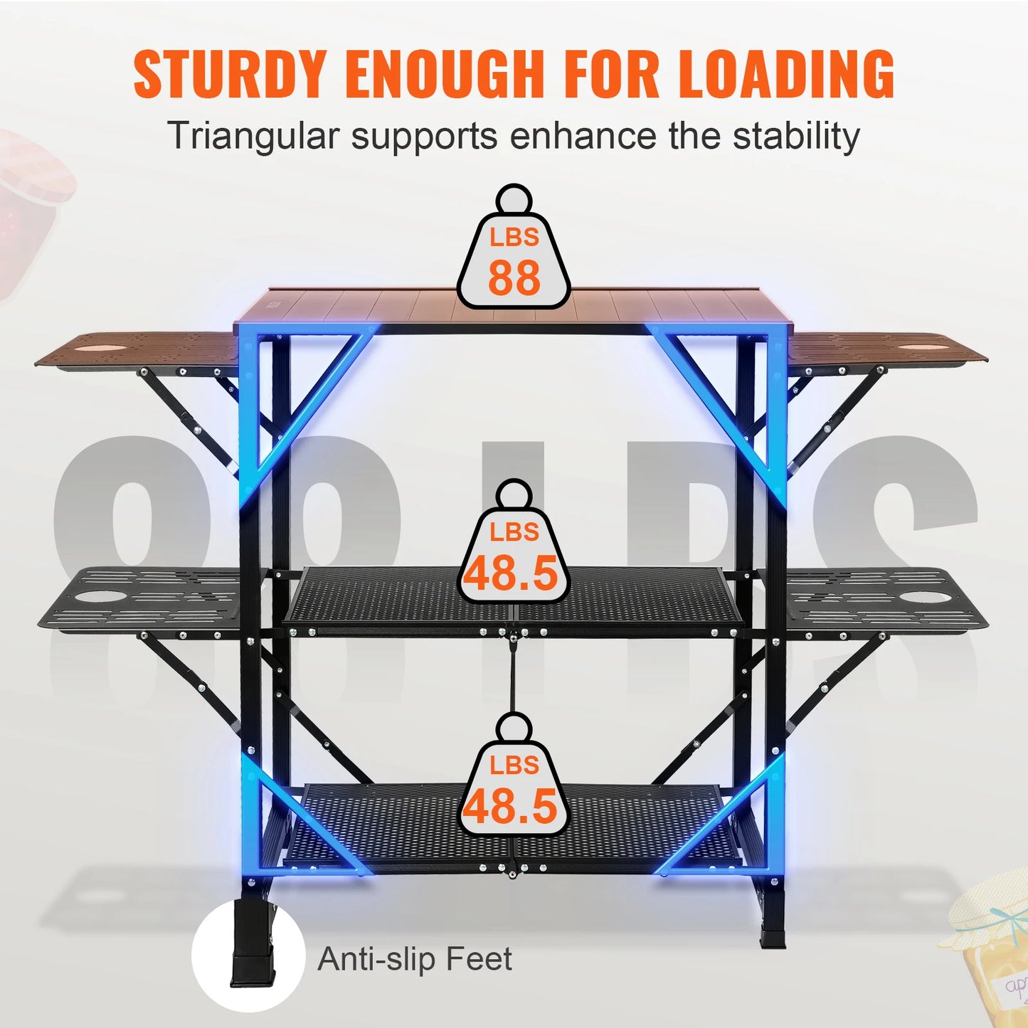 SucceBuy One-piece Folding Aluminum Camping Kitchen Cook Station
