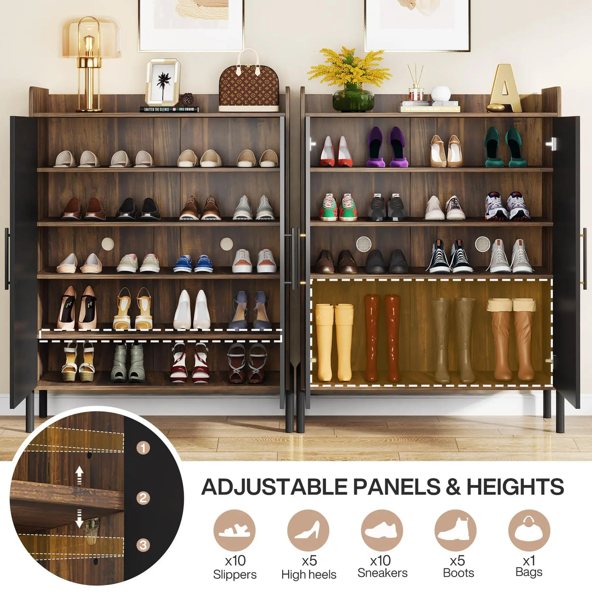 Tribesigns Large Shoe Cabinet With Doors 6 Tier