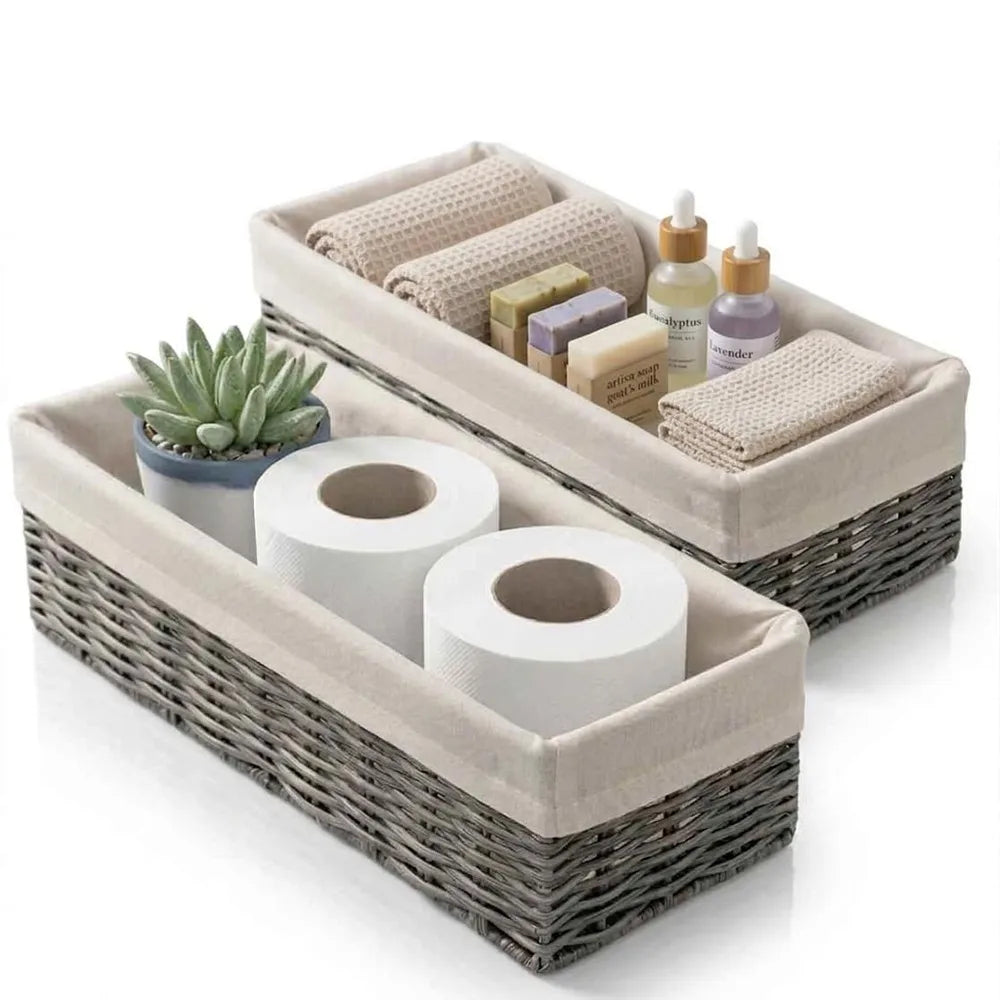 Wicker Over The Toilet Storage Basket With Liner