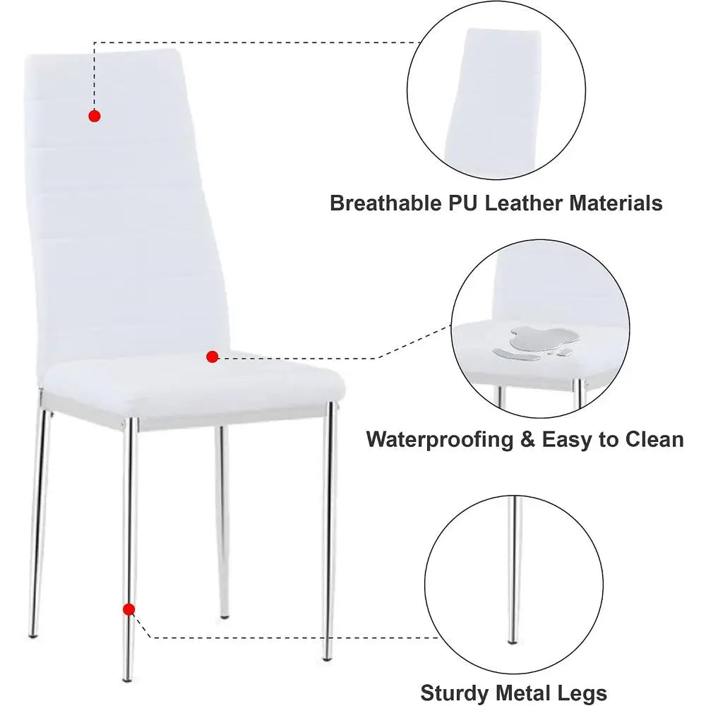 5 Piece Glass Dining Table Set or 4, ern Kitchen Table and Chairs Set, Tempered Glass Table with 4 Upholstered Chairs, Space-Sav