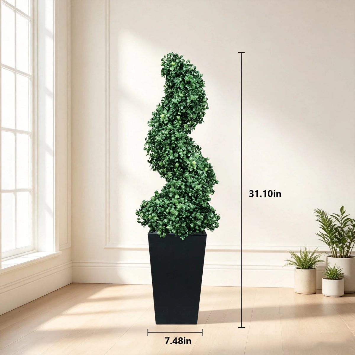 Olitree 2 Pieces Artificial Spiral Boxwood Topiary