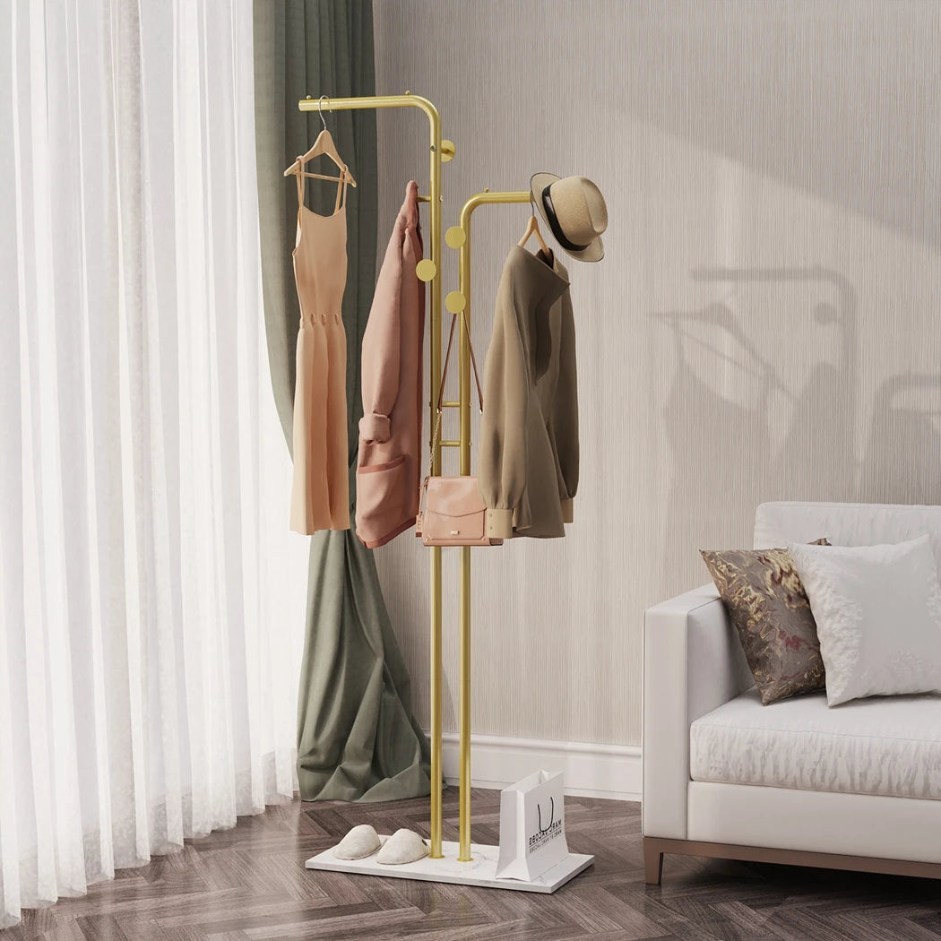 Wisfor Heavy Duty Metal Coat Rack 5 Hooks Marble Base