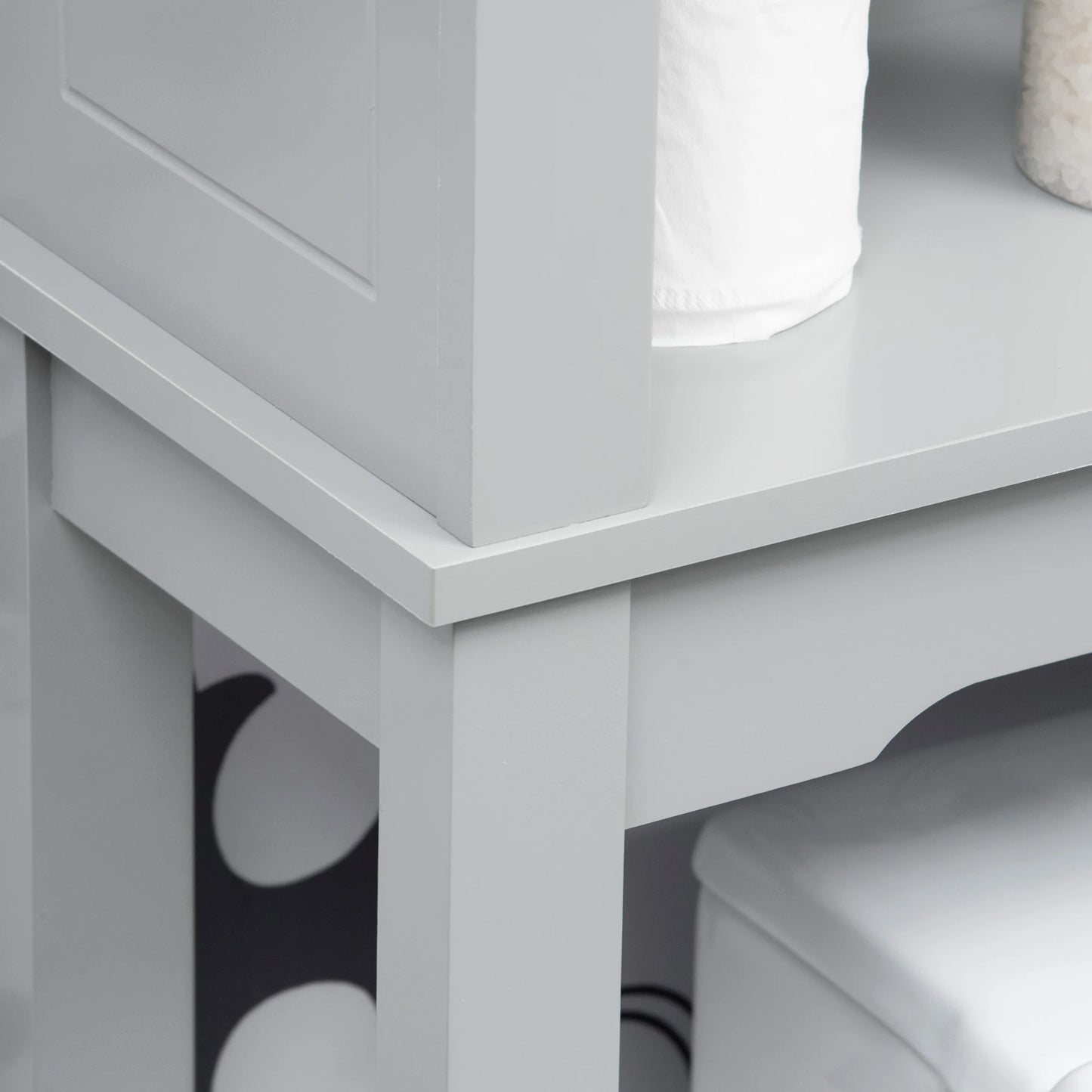 Kleankin Modern over the Toilet Storage Cabinet, Double Door Bathroom Organizer with Inner Adustable Shelf and Open Shelf, Grey