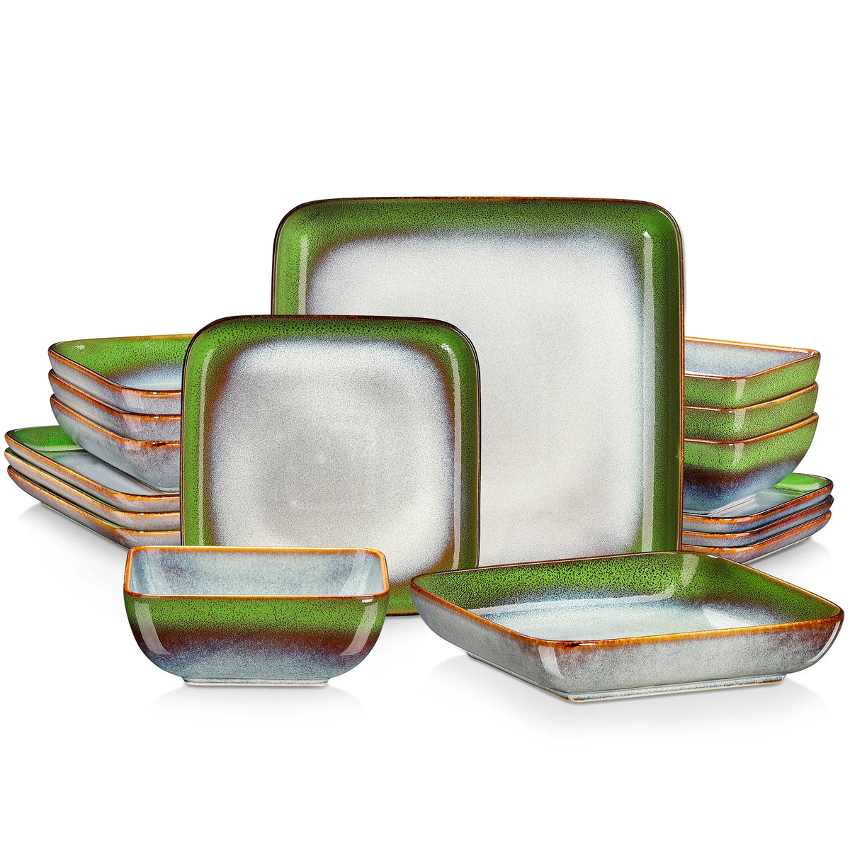 Malacasa 16 Piece Green Ceramic Dinner Set For Four