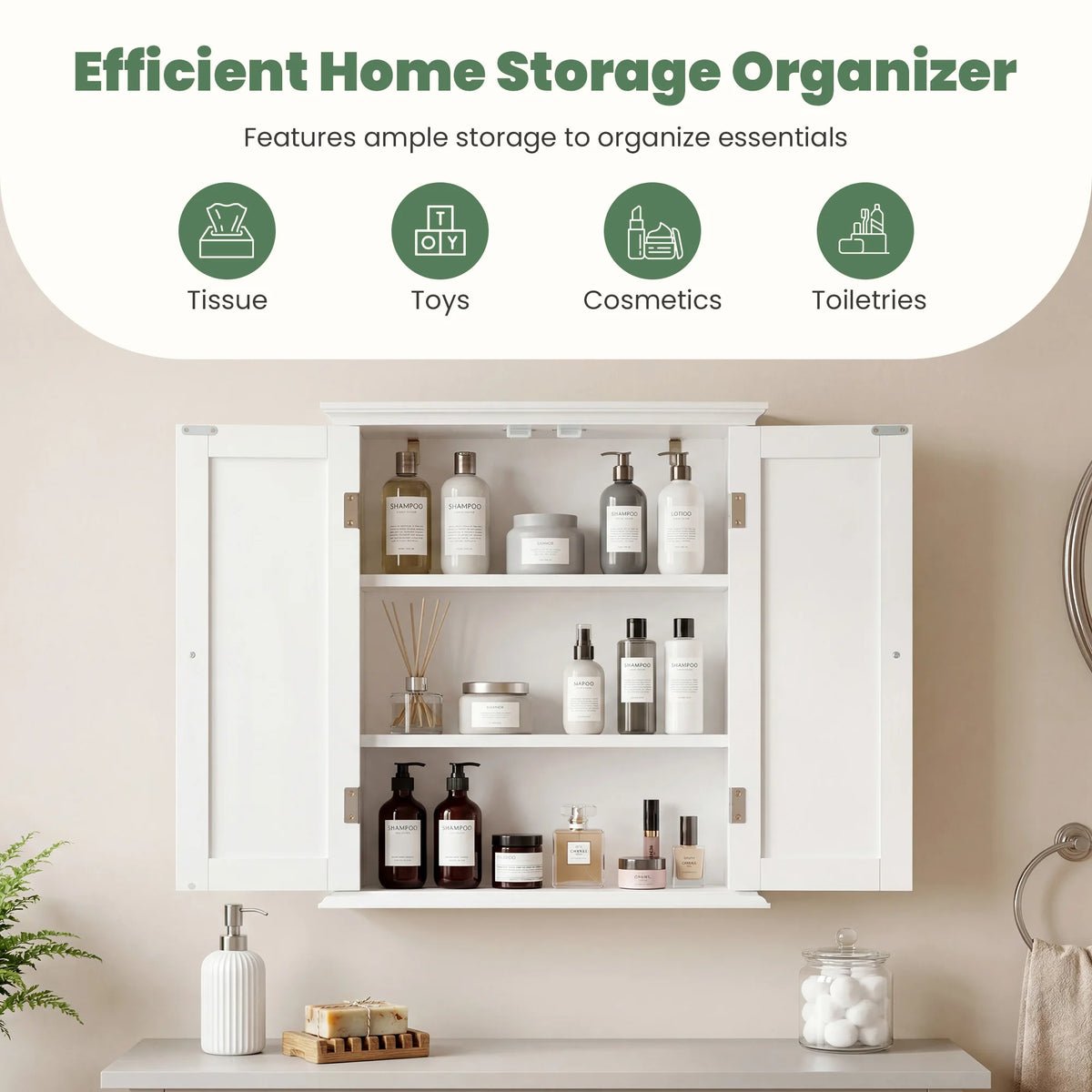 JHK Wall Mounted Cabinet With Two Doors For Living Room