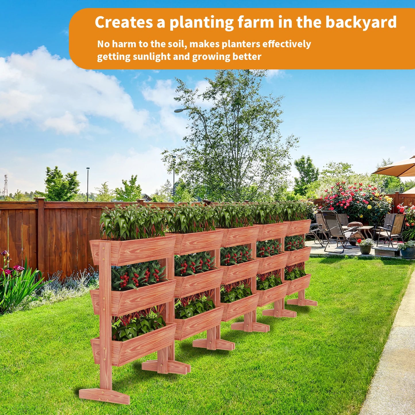Wisfor 3 Tier Wooden Raised Garden Bed Planter