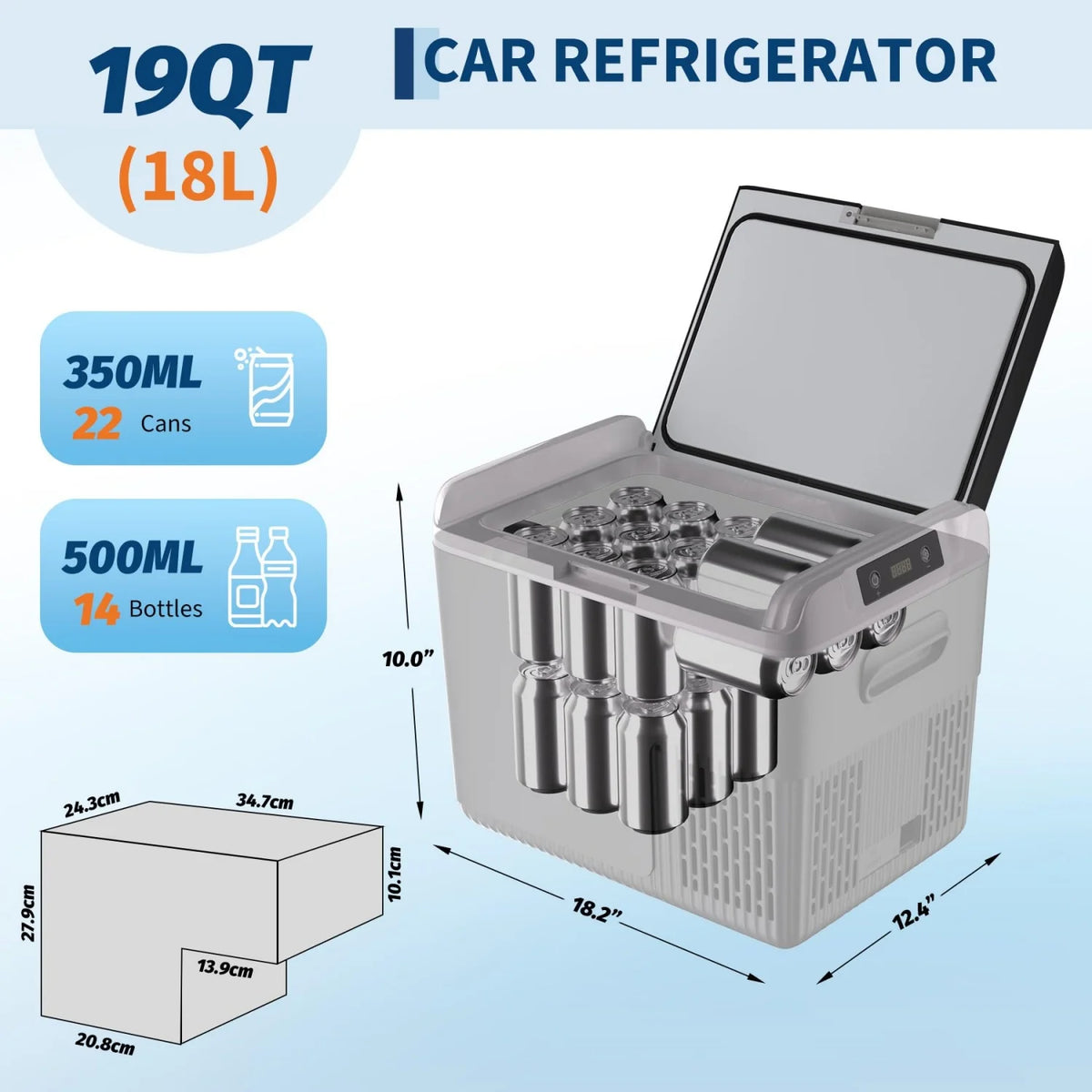 Acekool 19 Qt Portable Compressor Car Refrigerator