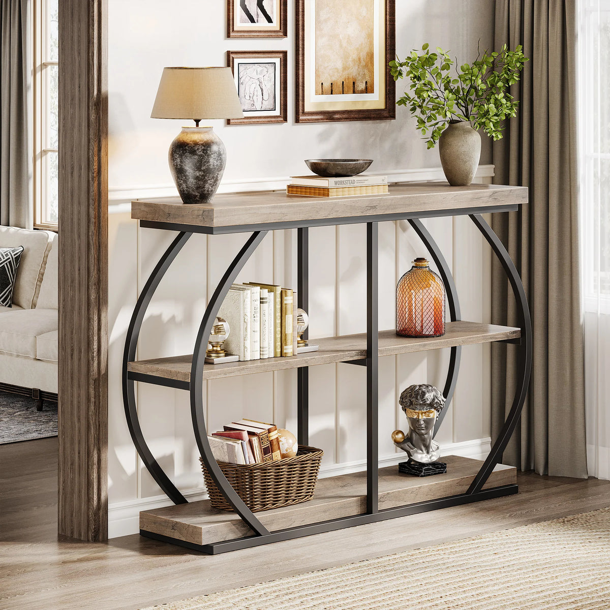 Tribesigns Console Table With Arched Metal Frame And Storage