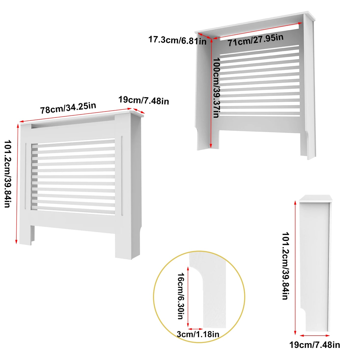 Wisfor White Wood Radiator Cover With Horizontal Slats