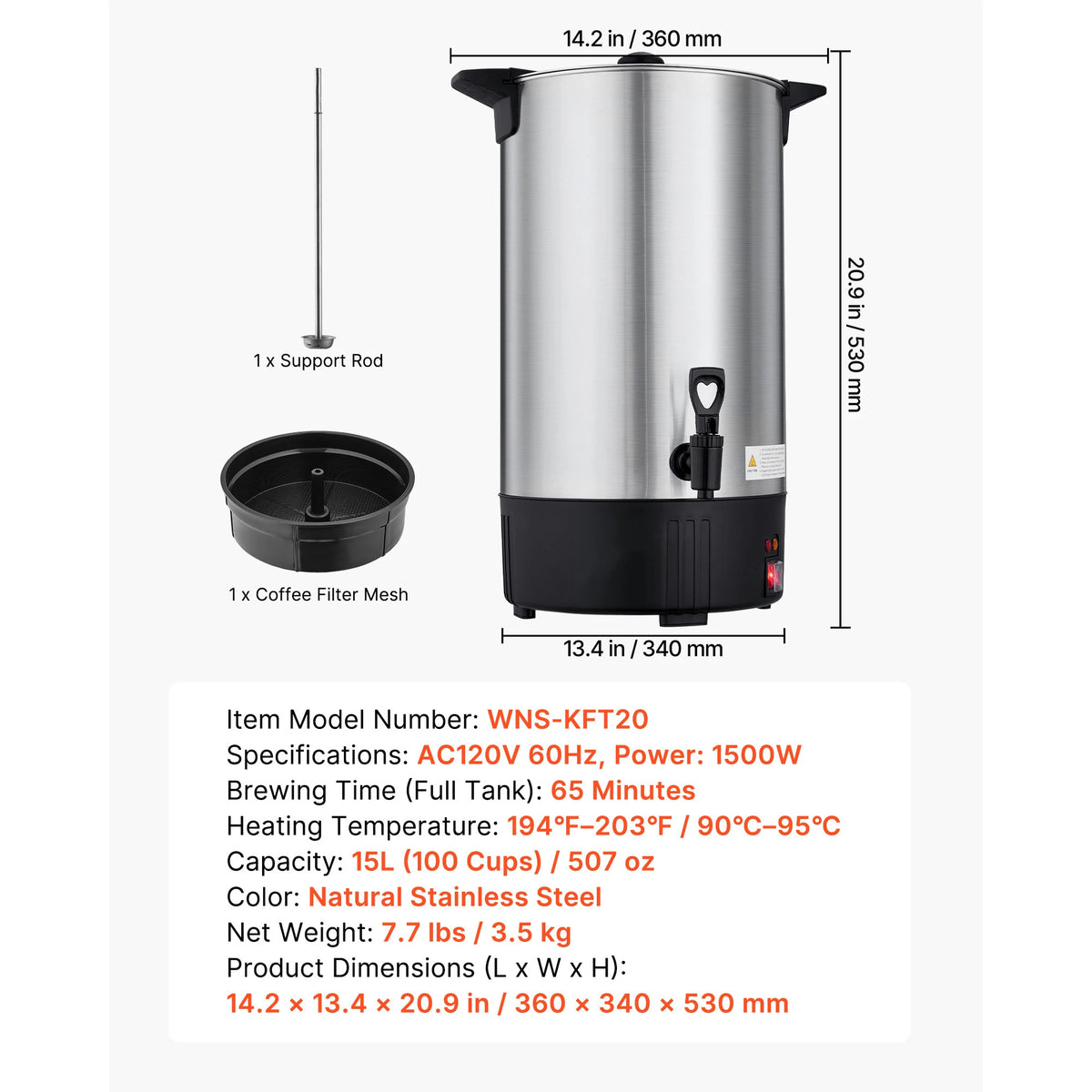 SucceBuy Commercial Coffee Urn With Dripless Faucet