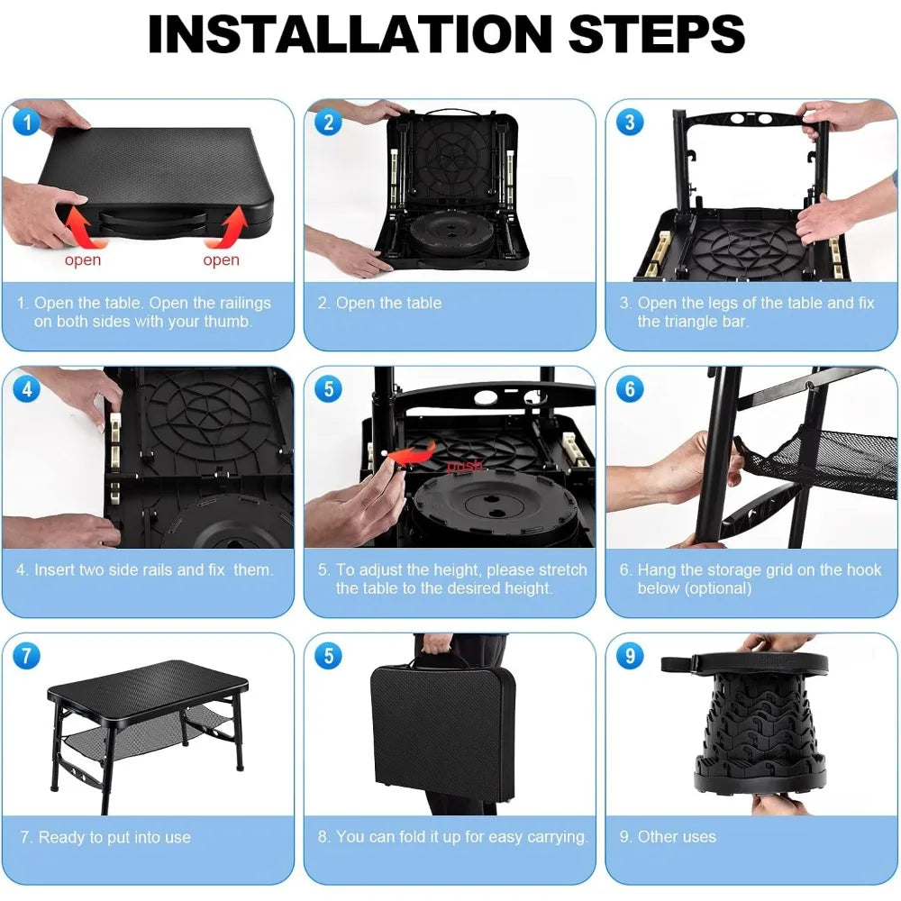 XIUWO Portable Folding Table And Stool Set For Camping