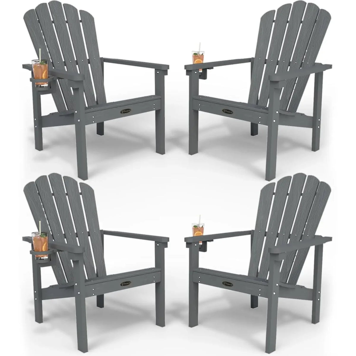 Stackable Adirondack Chair Set Of 4 HDPE All Weather