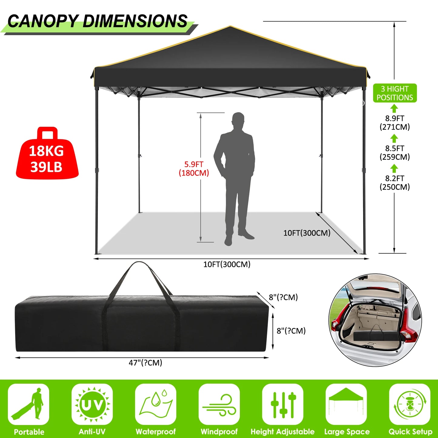 COBIZI Pop Up Gazebo Canopy With Mesh Window