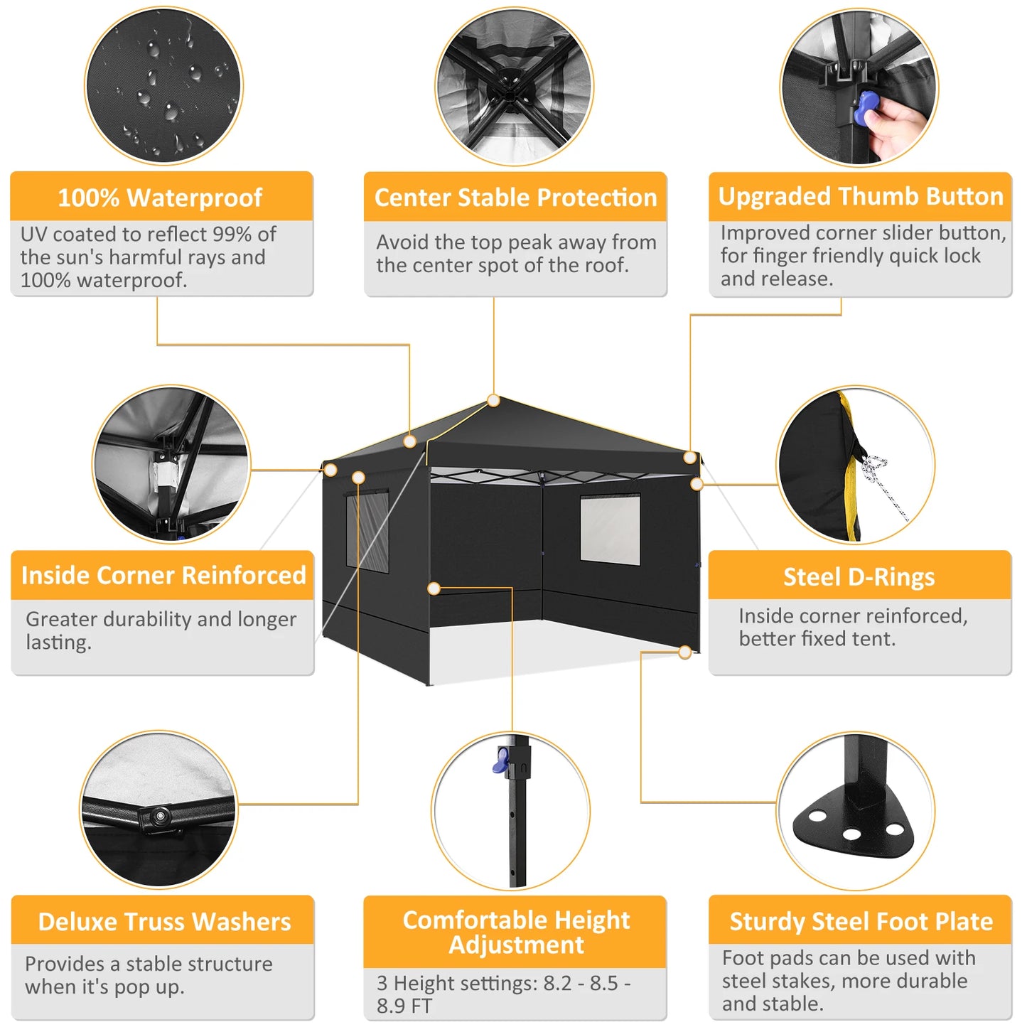 COBIZI Pop Up Gazebo Canopy With Mesh Window