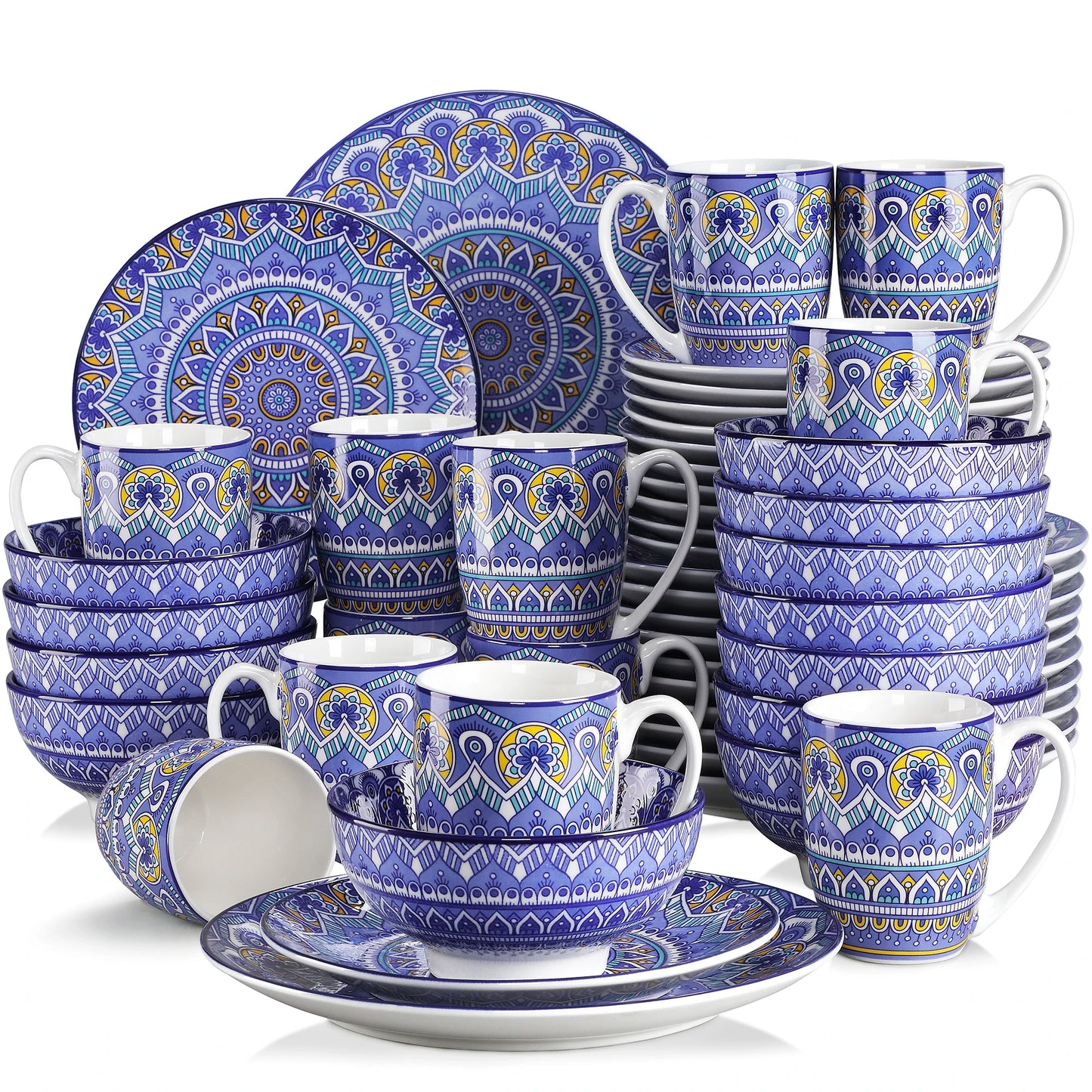 Malacasa Bohemian Mandala Ceramic Dinnerware Set