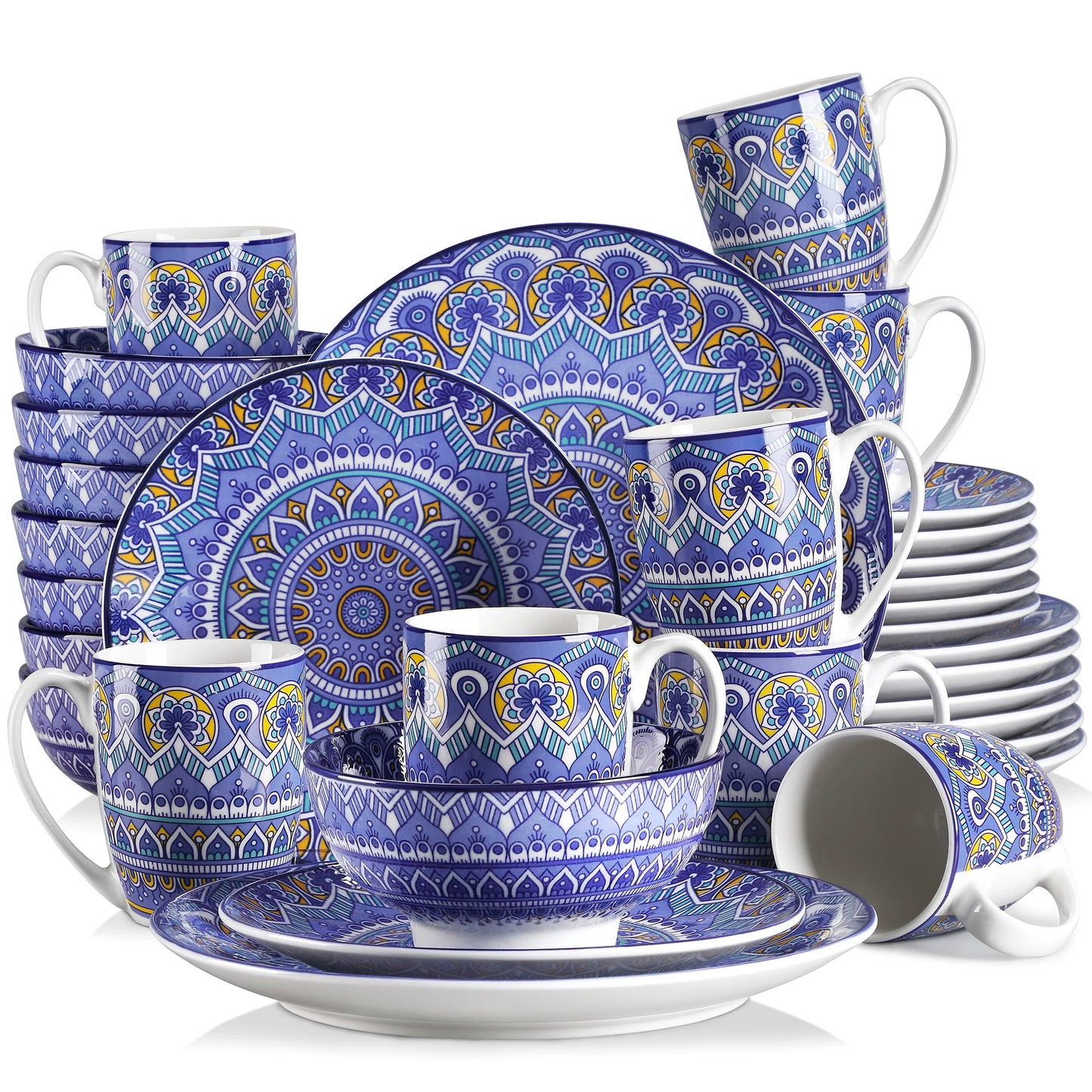 Malacasa Bohemian Mandala Ceramic Dinnerware Set