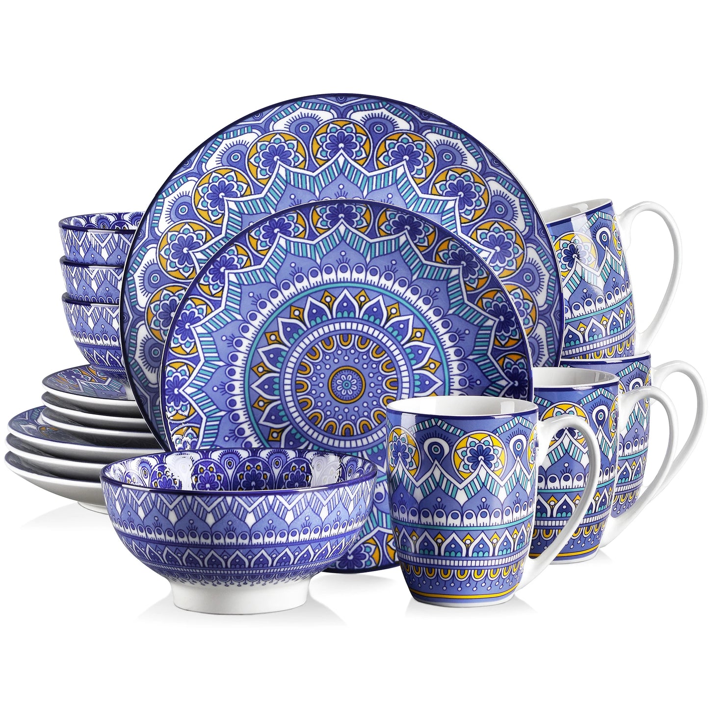 Malacasa Bohemian Mandala Ceramic Dinnerware Set