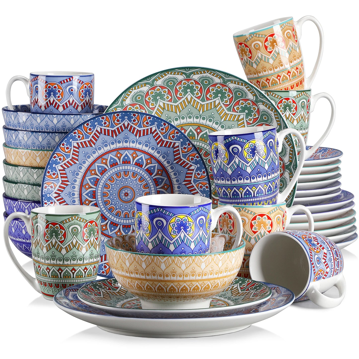 Malacasa Bohemian Mandala Ceramic Dinnerware Set