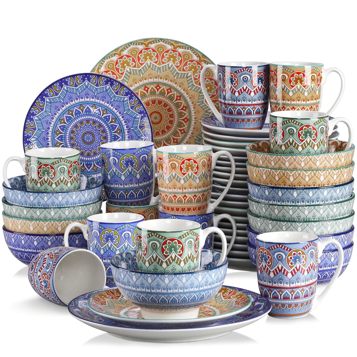Malacasa Bohemian Mandala Ceramic Dinnerware Set