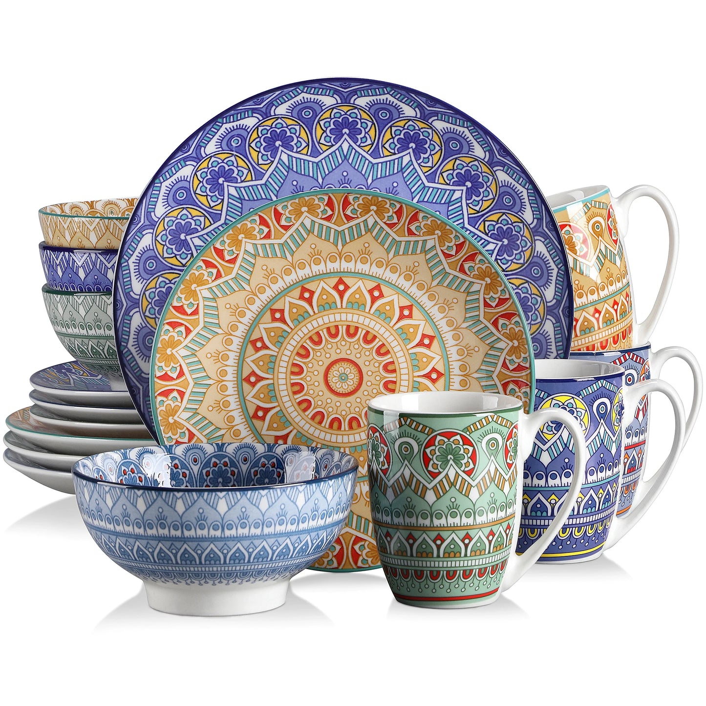Malacasa Bohemian Mandala Ceramic Dinnerware Set
