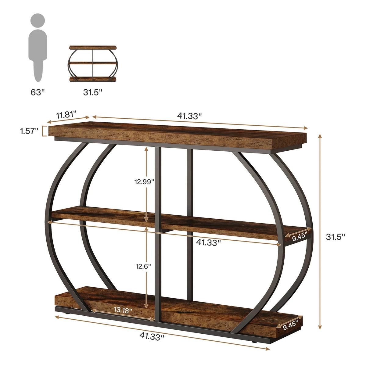 Tribesigns Console Table With Arched Metal Frame And Storage