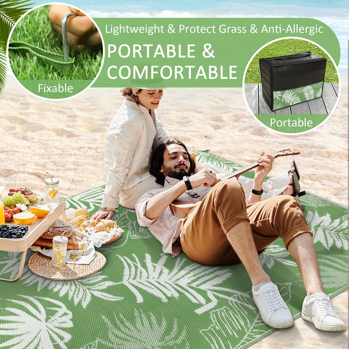 Outdoor Straw Rug Waterproof Polypropylene For Patio Deck
