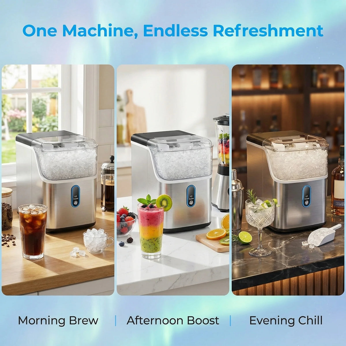 Philergo Countertop Nugget Ice Maker With Self Cleaning