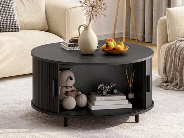 ONBRILL Round Coffee Table With Storage