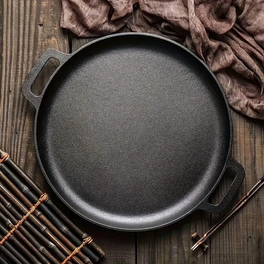 Multifunctional Cast Iron Skillet Non-Stick Design for Pizza Grilling Pancakes Compatible with All Stove Types