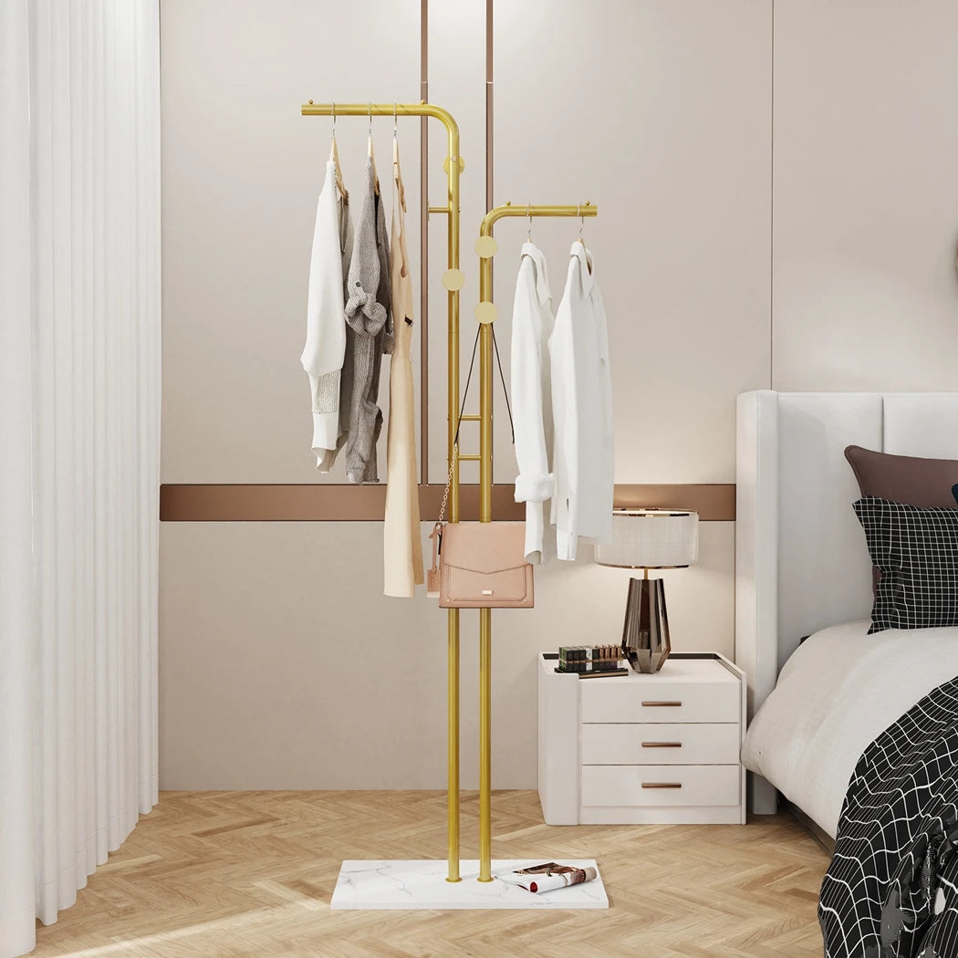 Wisfor Heavy Duty Metal Coat Rack 5 Hooks Marble Base