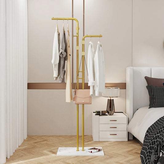 Wisfor Heavy Duty Metal Coat Rack 5 Hooks Marble Base