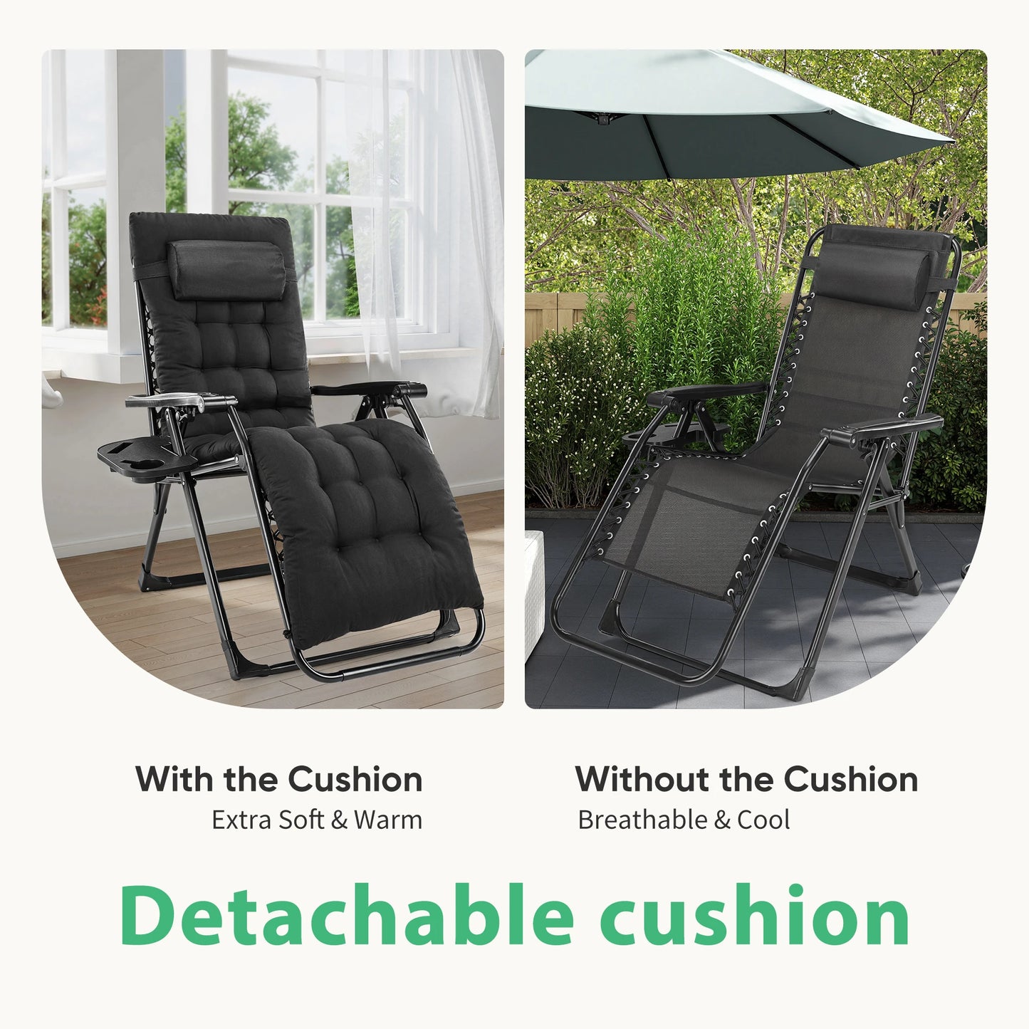 JHK Zero Gravity Recliner Outdoor Patio Lounge Chair