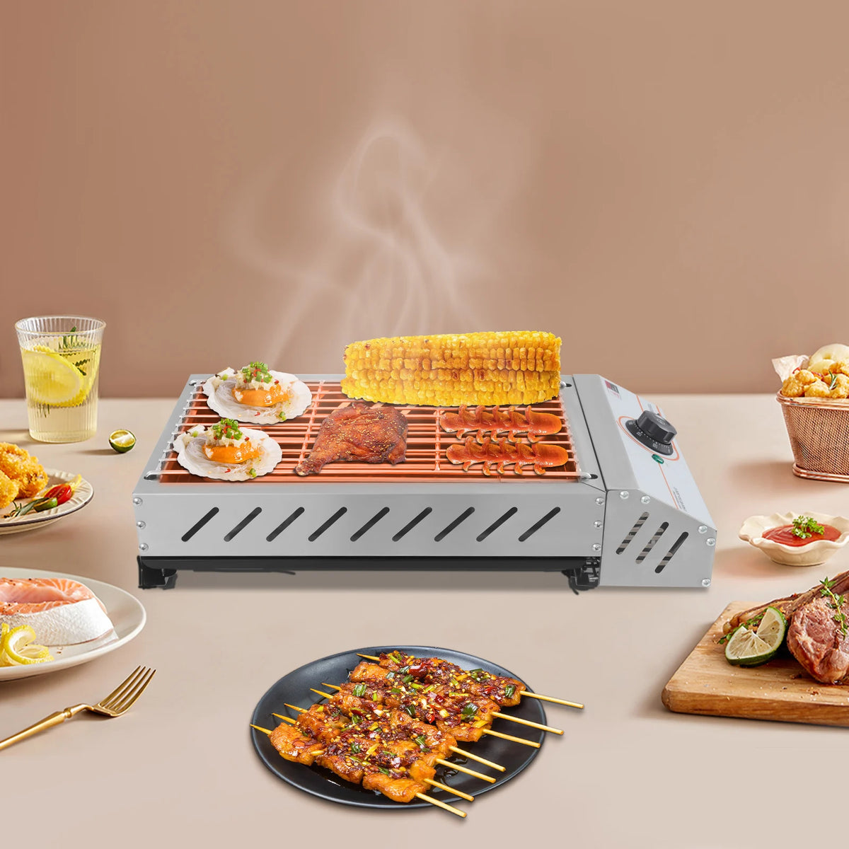 Bymaocar U Shaped Electric Grill Indoor Stainless Steel