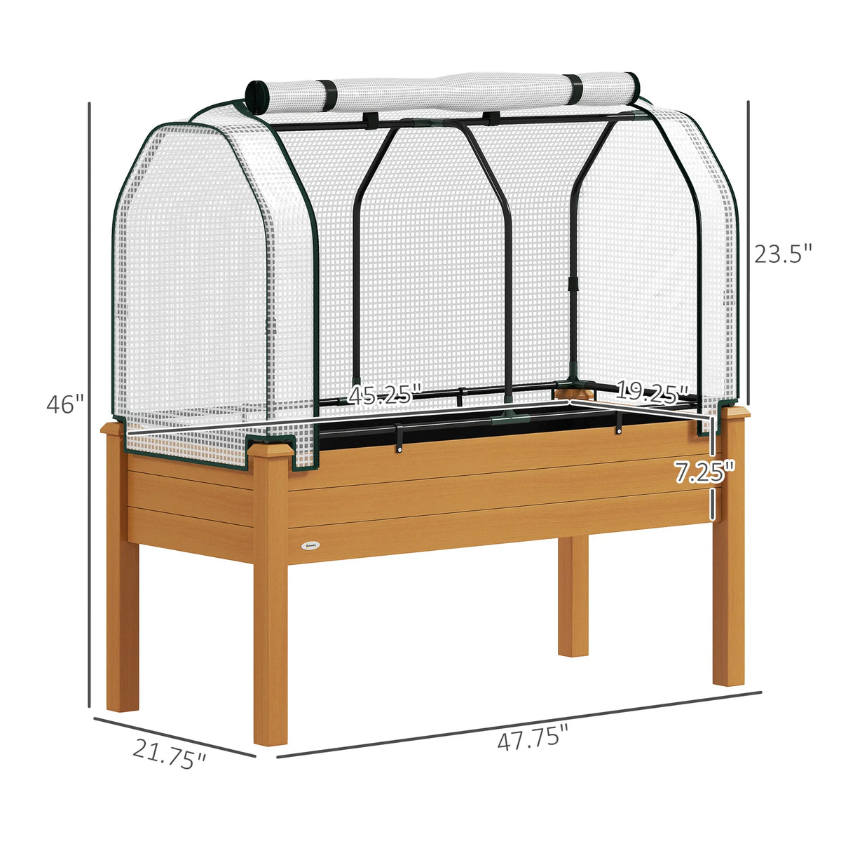 Outsunny Elevated Wooden Garden Bed With PE Cover