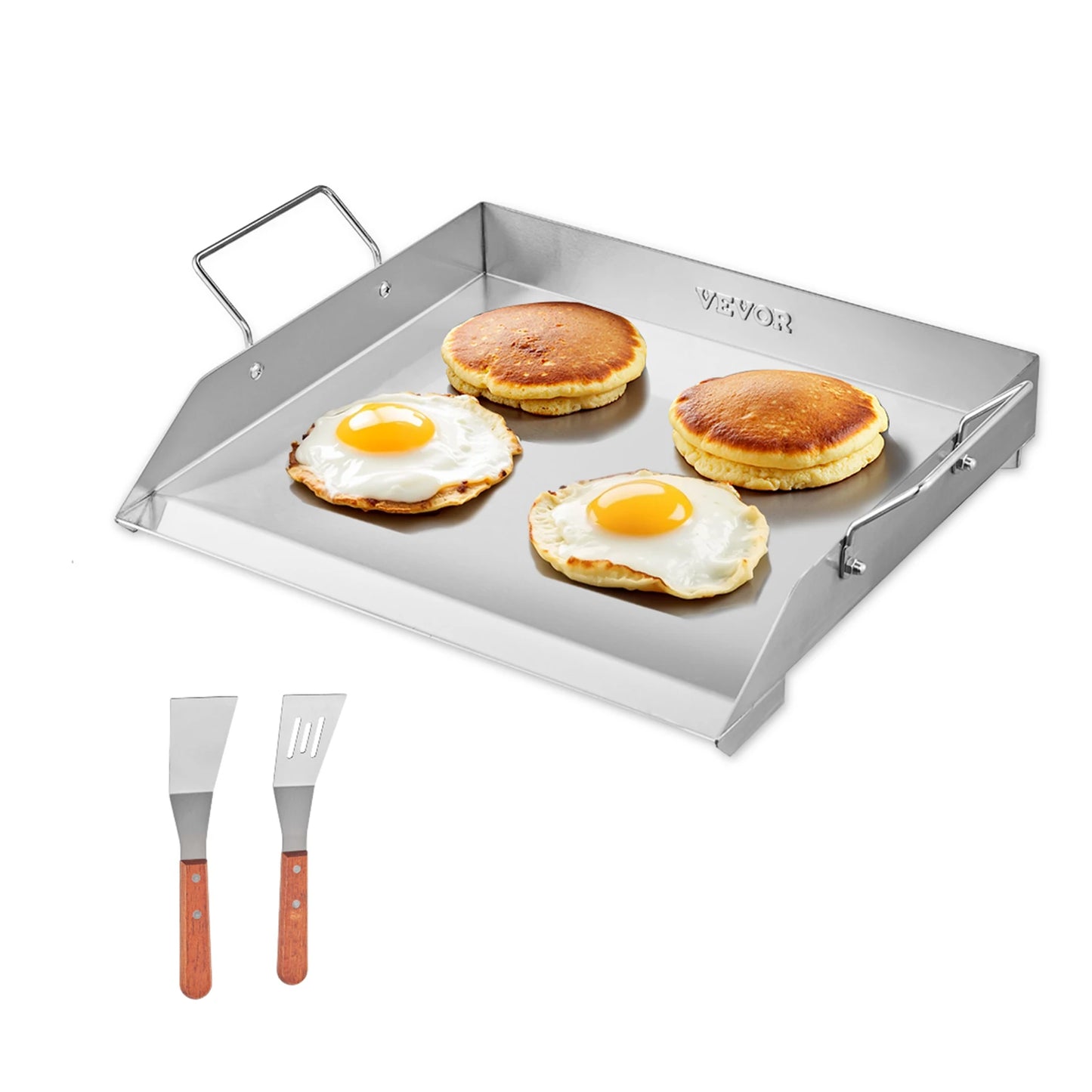 SucceBuy Stainless Steel Rectangular Flat Top Griddle Grill