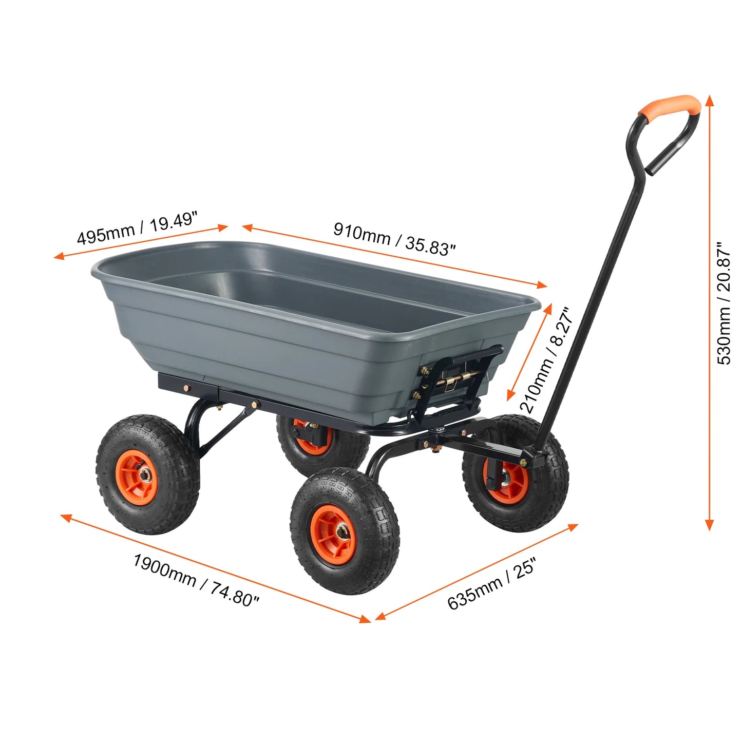 SucceBuy Steel Frame Garden Dump Cart