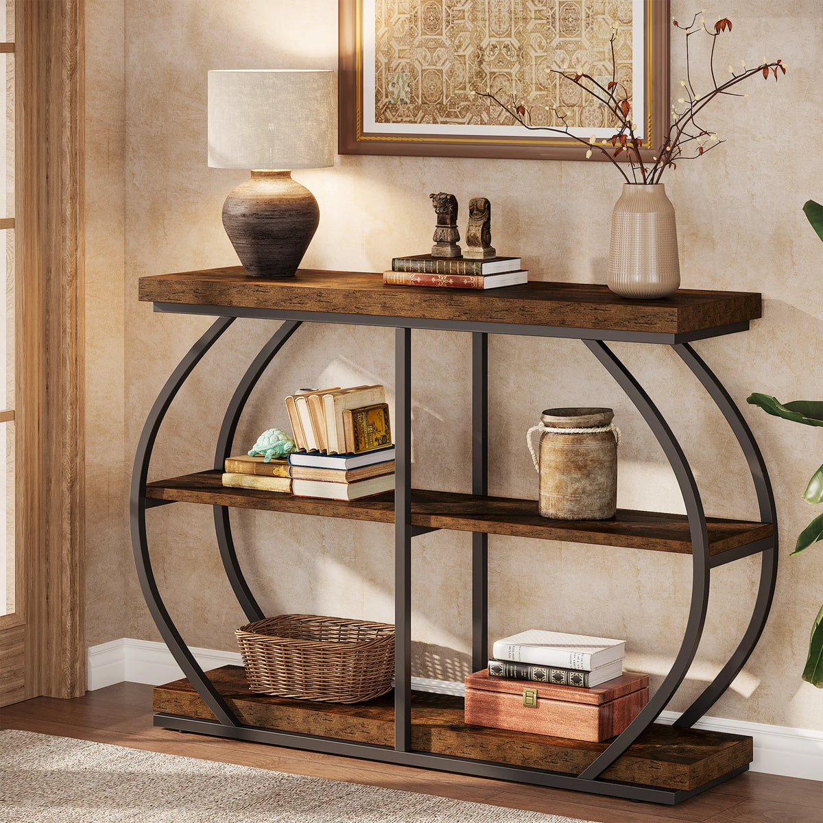 Tribesigns Console Table With Arched Metal Frame And Storage