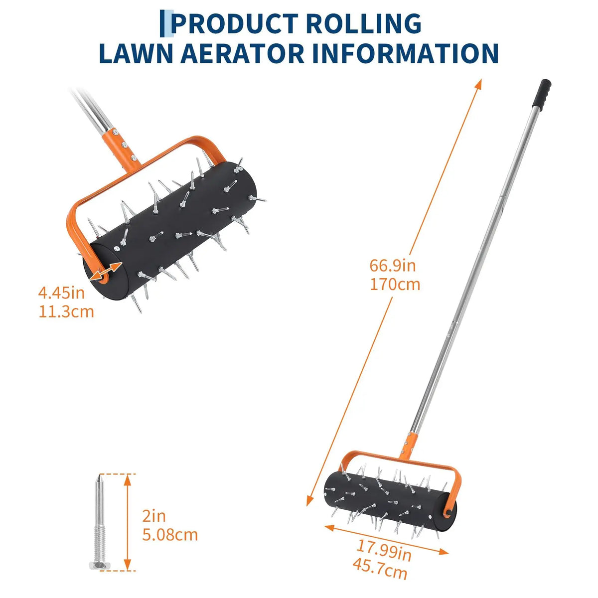 HiMISS Heavy Duty Spiked Lawn Aerator Roller