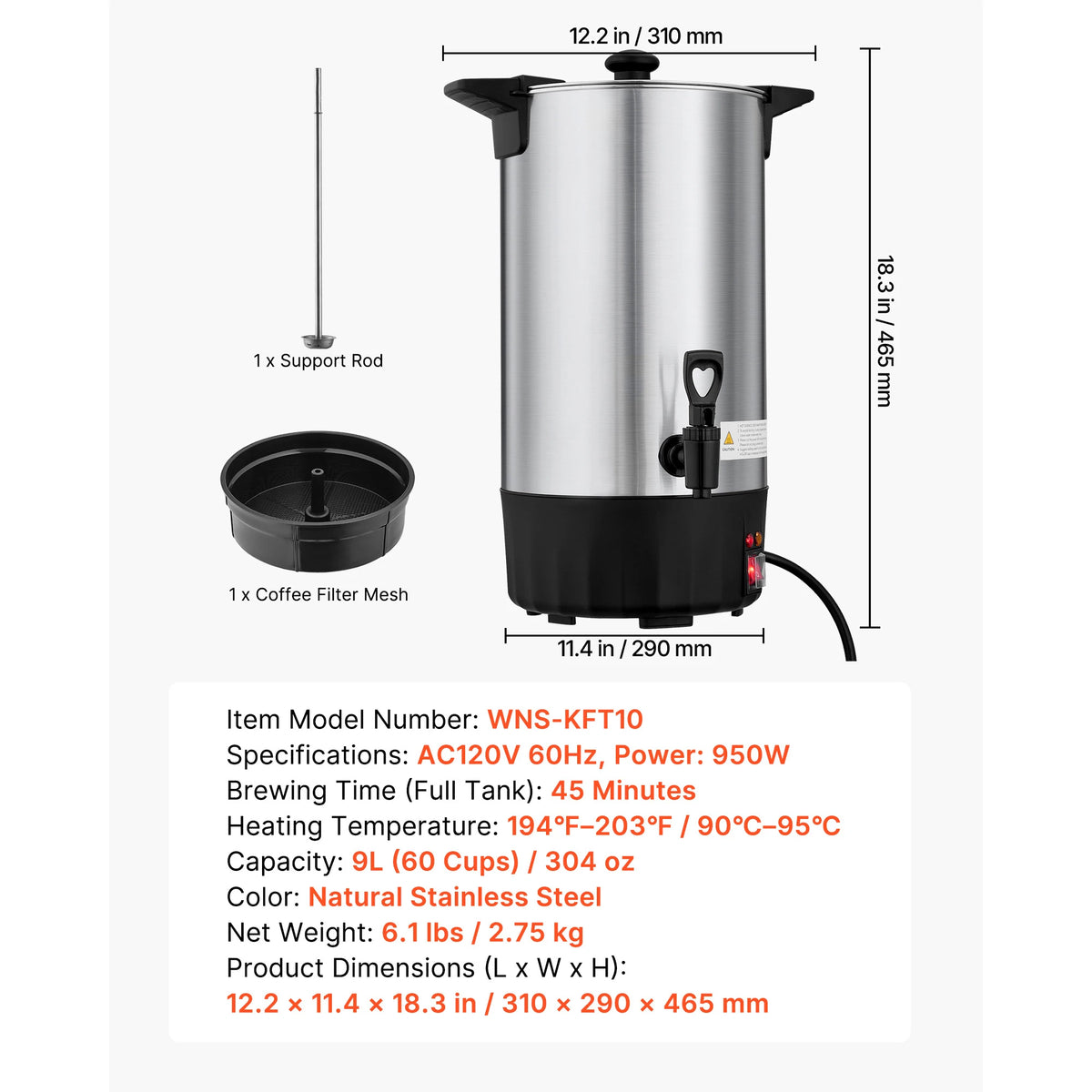 SucceBuy Commercial Coffee Urn With Dripless Faucet