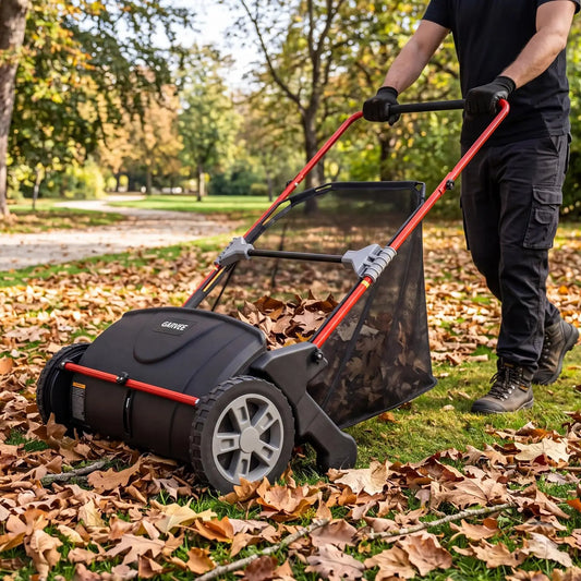 HiMISS Push Lawn Sweeper Leaf And Grass Collector