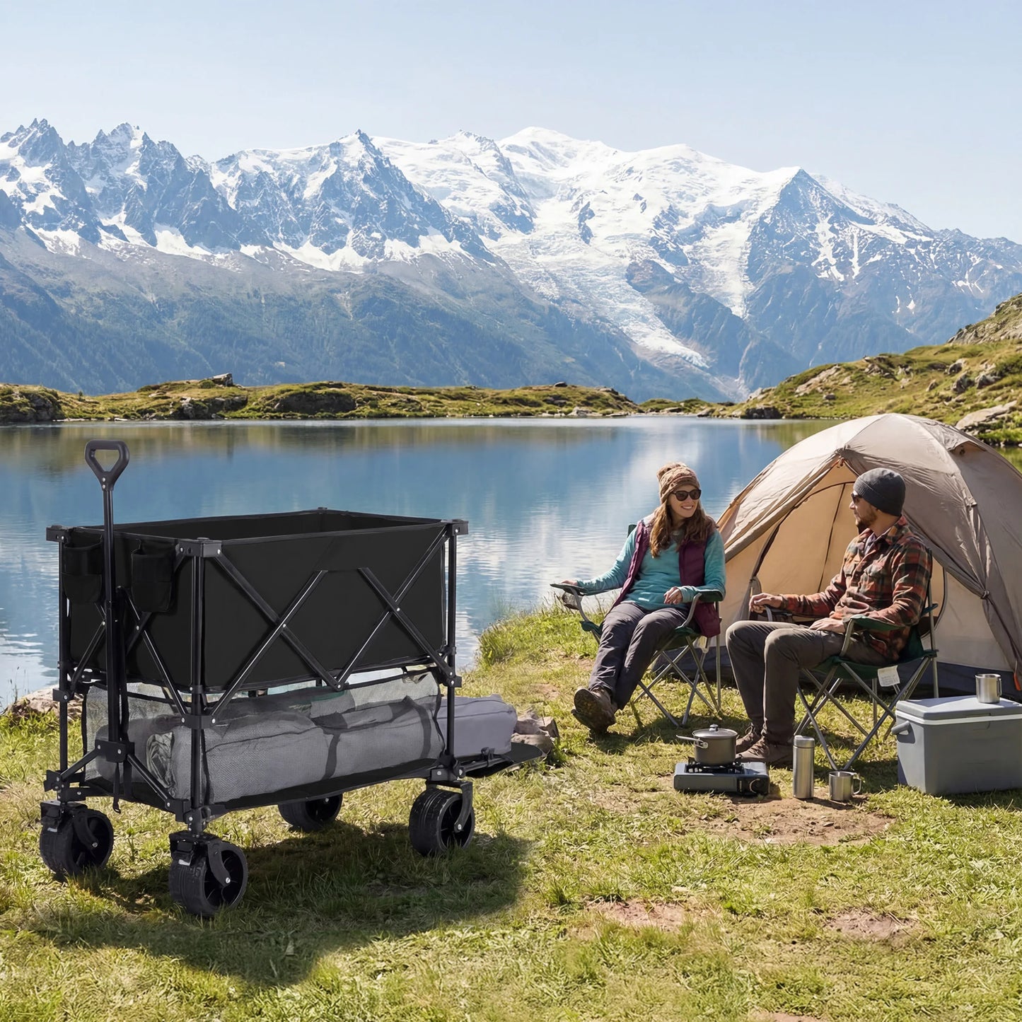 JHK Double Decker Wagon Cart 440 Lbs Outdoor