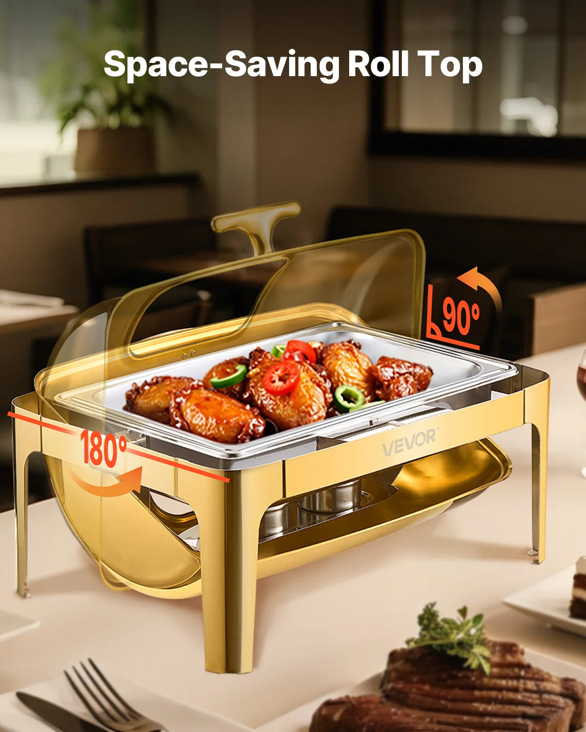 SucceBuy Stainless Steel Roll Top Chafing Dish
