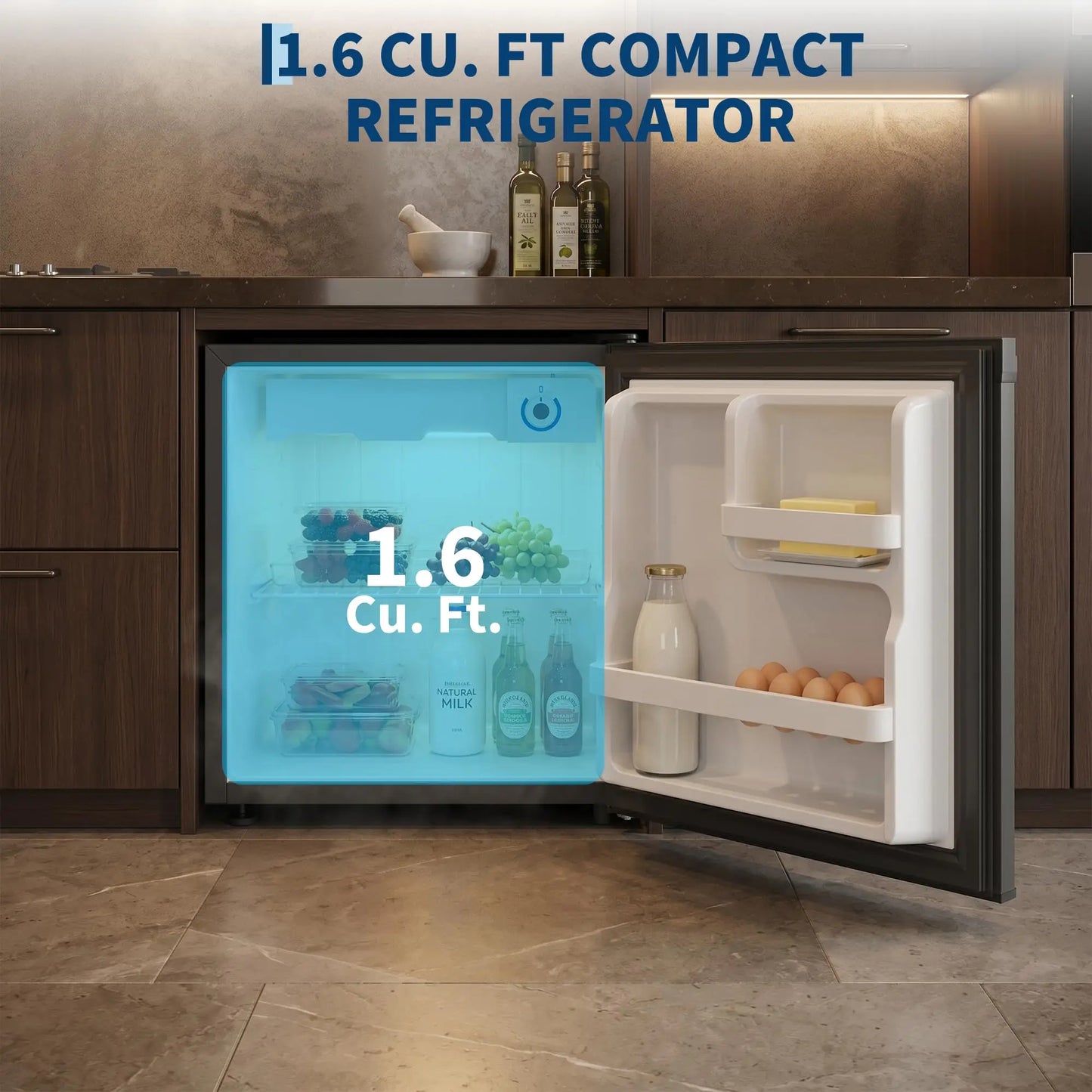 Adoolla 1.6 Cu Ft Mini Fridge With Single Door