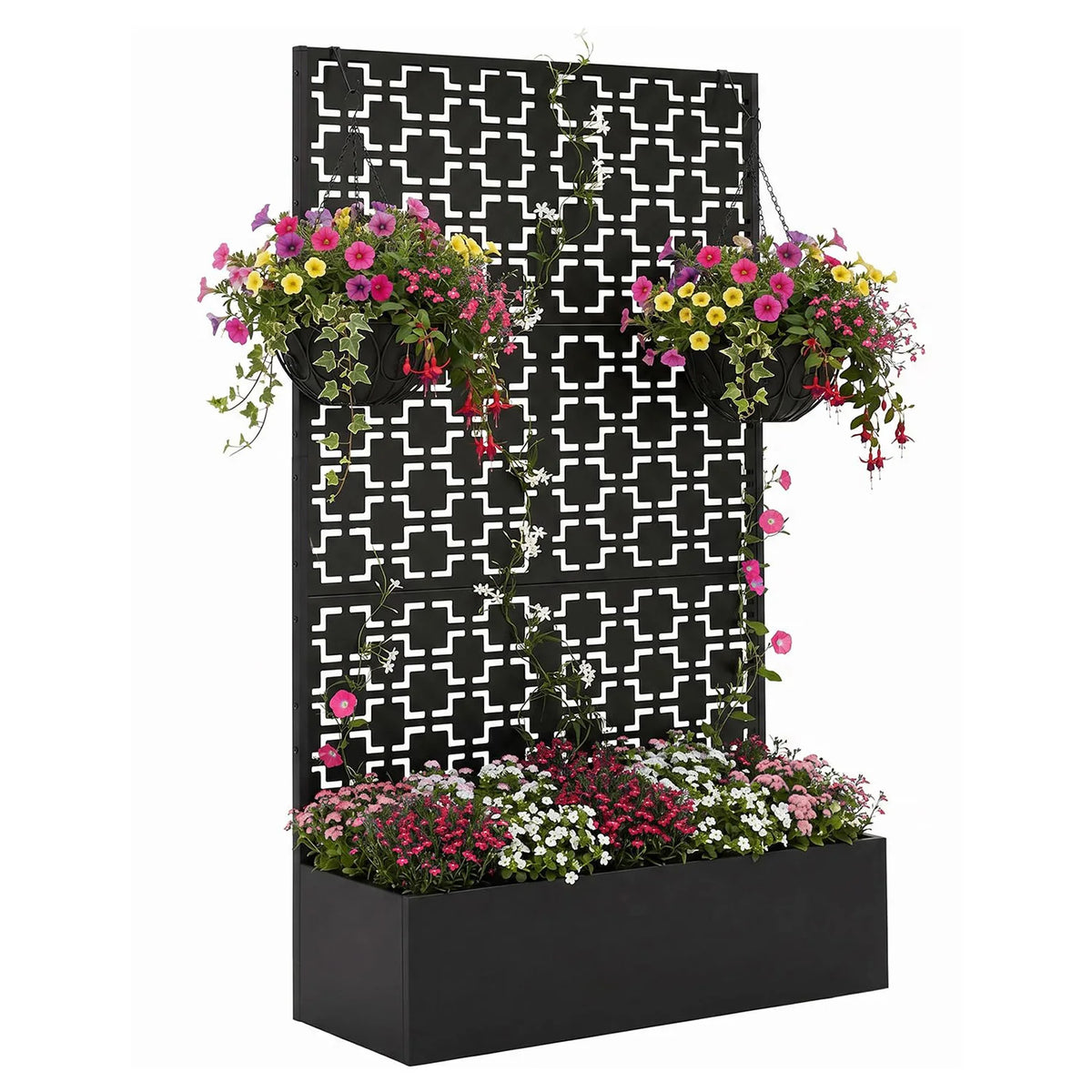 HiMISS Metal Raised Planter Box With Trellis