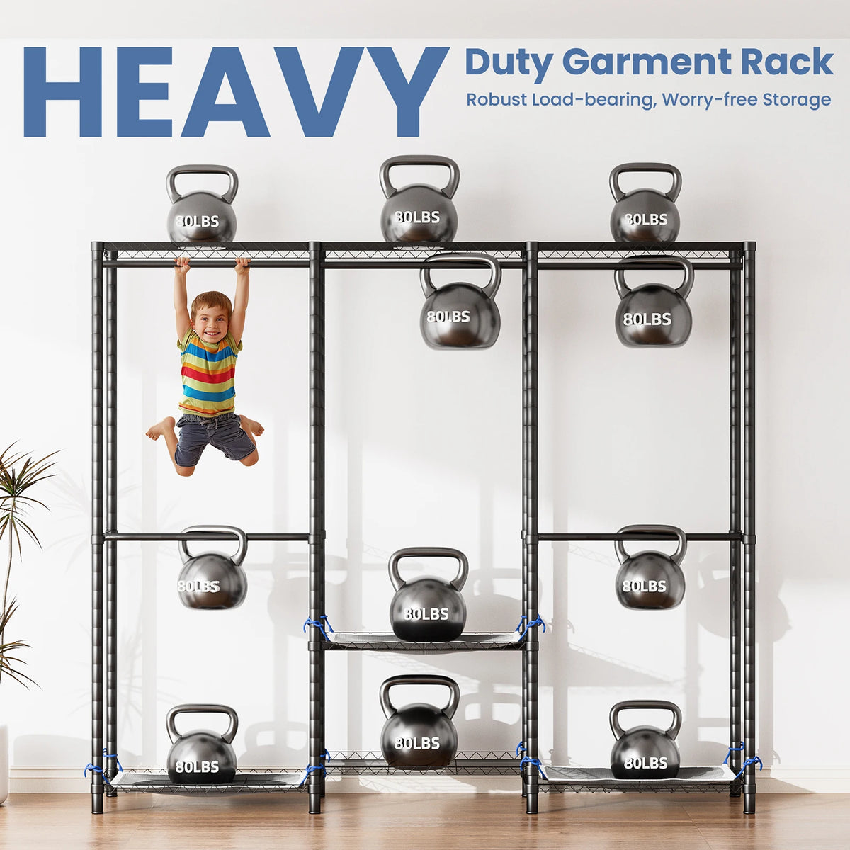 Freestanding Heavy Duty Metal Clothes Rack Organizer