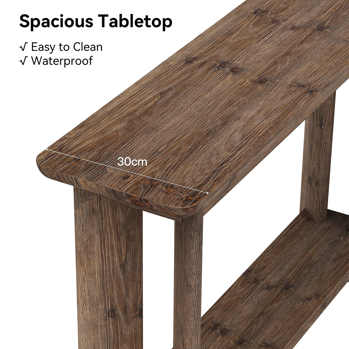 Tribesigns Walnut Solid Wood 2 Tier Console Table