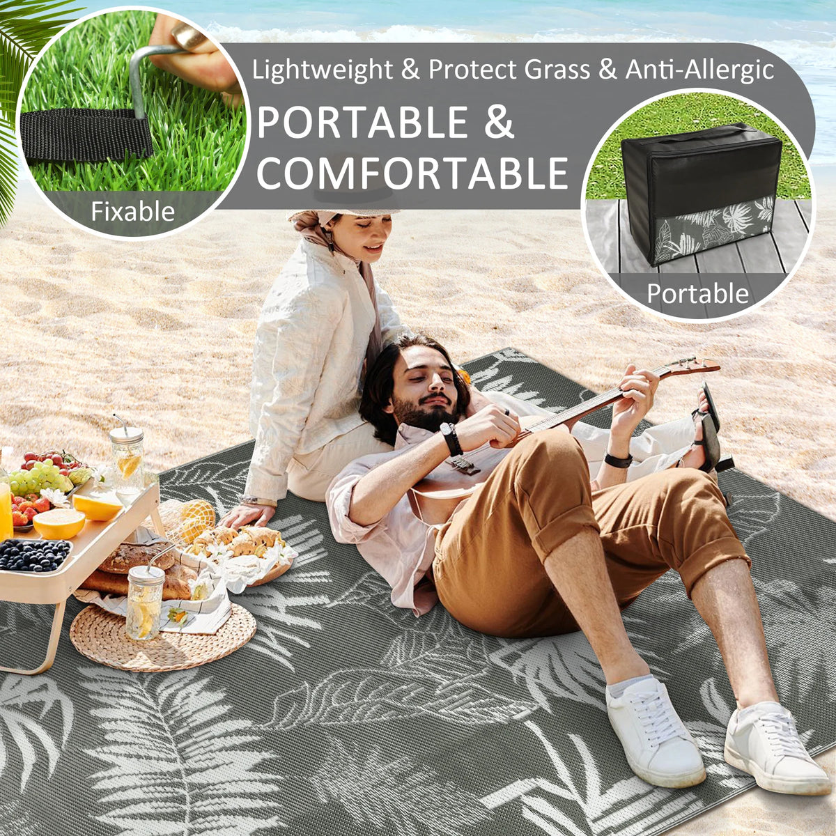 Outdoor Straw Rug Waterproof Polypropylene For Patio Deck