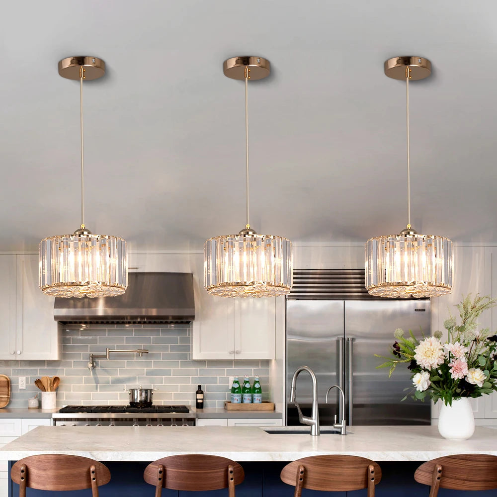 GreeLustr Modern Pendant Light Crystal Chandelier Nordic Hanging Ceiling Lamp Living Dining Room Kitchen Island Decor Fixture