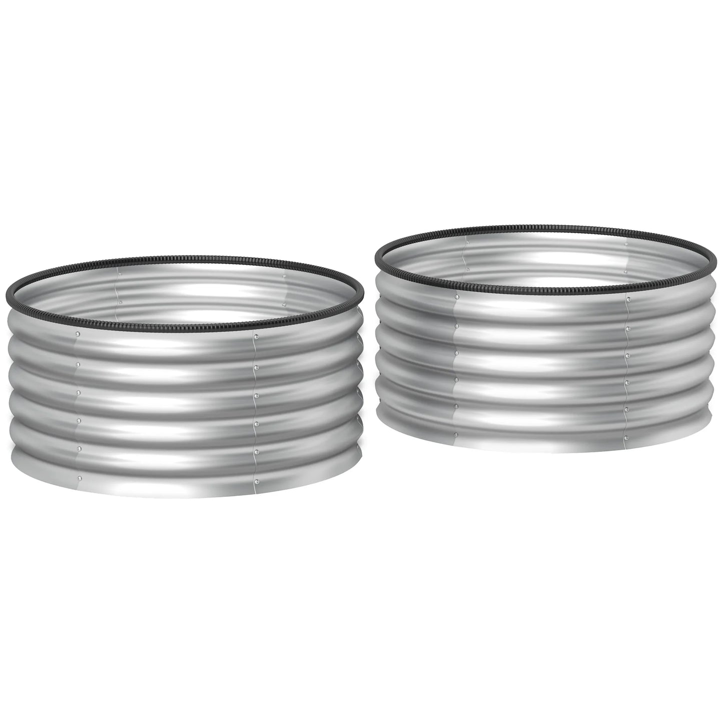 Raised Garden Bed, Set of 2 Galvanized Planter Box, Silver
