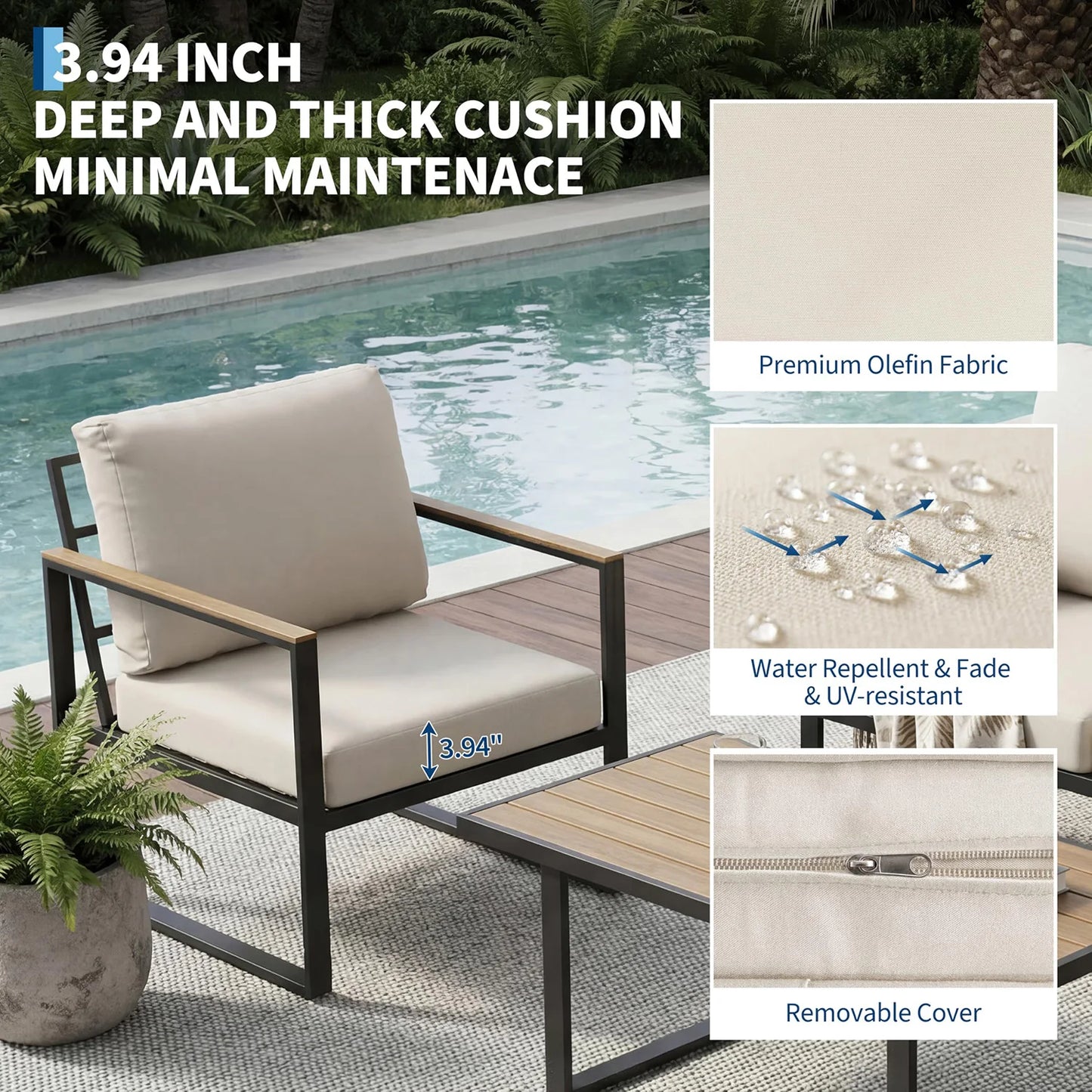 HobbyLane Modern Patio Furniture Set With Coffee Table